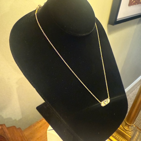 Rare Kendra Scott Aria Heart Magnesite 14K Gold White Pendant Necklace - Picture 4 of 9